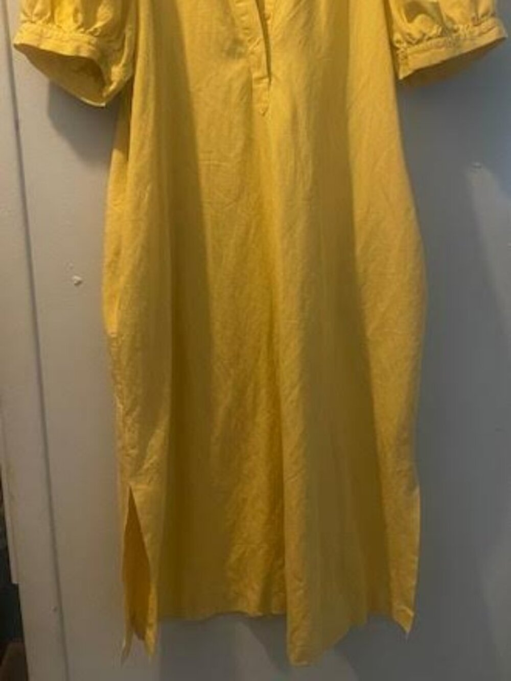 Ann Taylor Petite Yellow Puff Sleeve Midi Dress LP - Picture 3 of 7